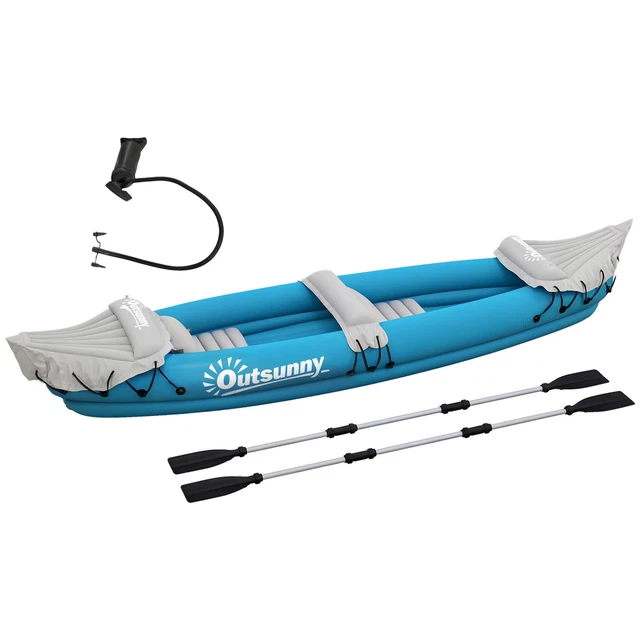 Uk Inflatable Kayaking OUTSUNNY INFLATABLE KAYAK Two-Person Inflatable Boat w/ Air Pump, Blue ...
