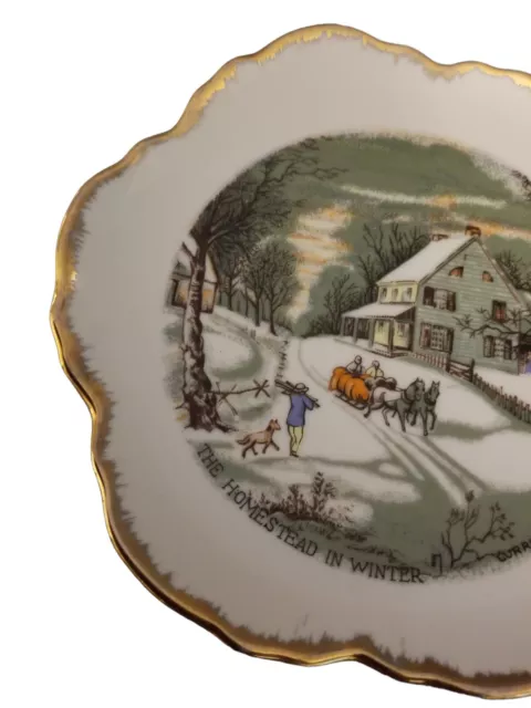 Currier & Ives Plate The Homestead In Winter 7.25" JAPAN Nevco Vintage 2