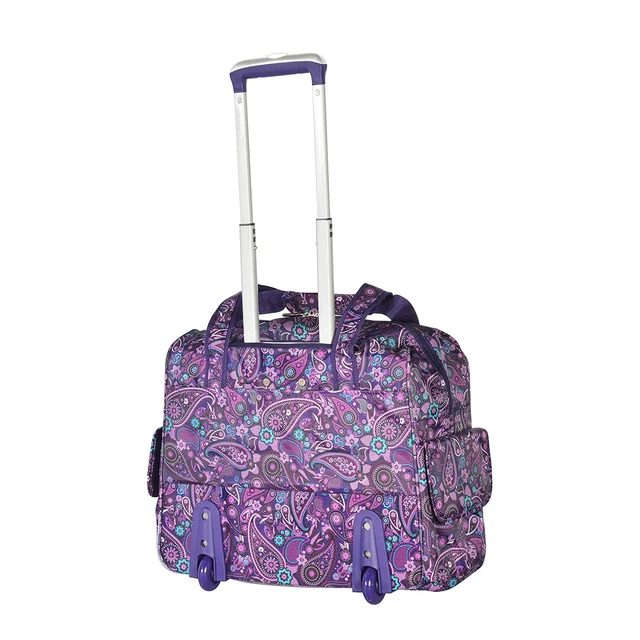 Olympia Deluxe Fashion Rolling Overnight Luggage Suitcase, Purple Paisley (Used) 2