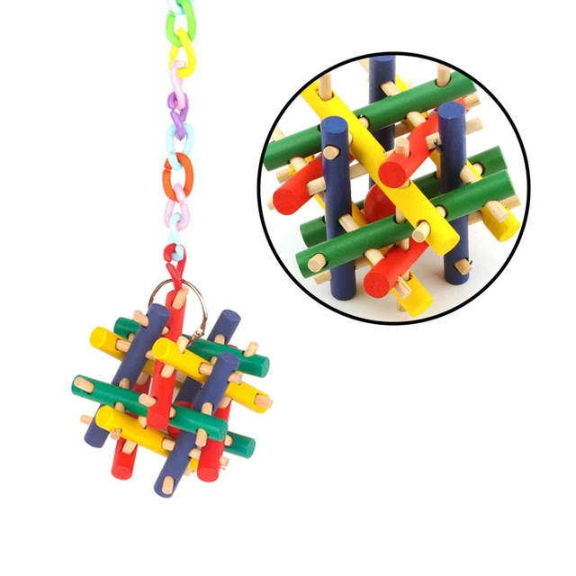 Hängender Papagei Vogelbiss Spielzeug Buntes Holz Kauball Spielzeug Papagei