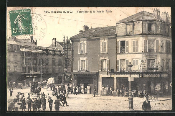 CPA Bezons, Carrefour de la Rue de Paris