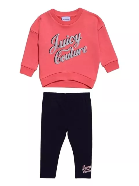 Juicy Couture Toddler Girls Crew Sweat Top And Legging Set - Pink/Navy 24 Months