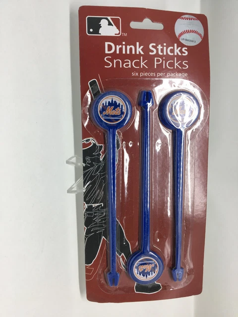 K) K) NIP New York Mets MLB Drink Sticks Hors D'Eeuvres Snack Pick 6.5" 6 Piece