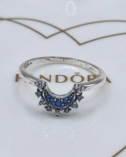 Pandora Celestial Blue Sparkling Moon Ring