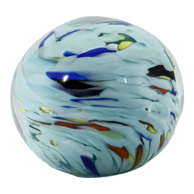 Murano Pisapapeles de Cristal Art Azul Claro Multicolor Hecho a Mano Millefiori