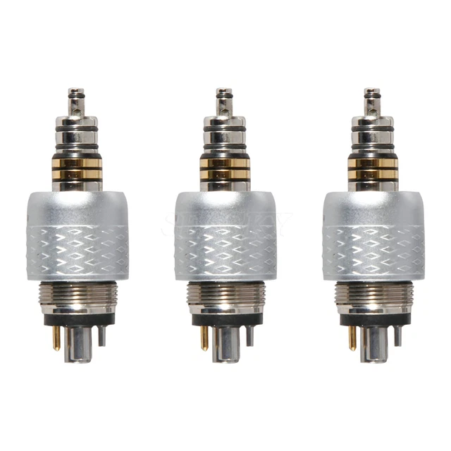 3x Dental Quick Coupler coupling Fiber Optic LED for Handpiece Turbine GW 6 pin