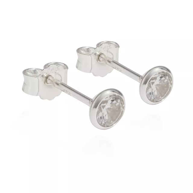 Paar 925er Silber Ohrstecker Ohrringe Ohrhänger Cubic Zirkonia weiß 5008 4,5mm