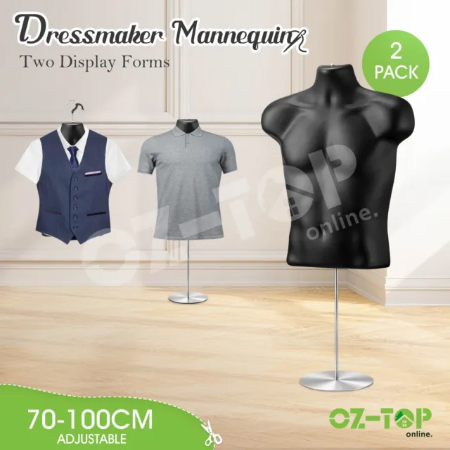 2PCS Male Mannequin Manikin Hanging Didplay Model Dress Form Torso Dummy Stand