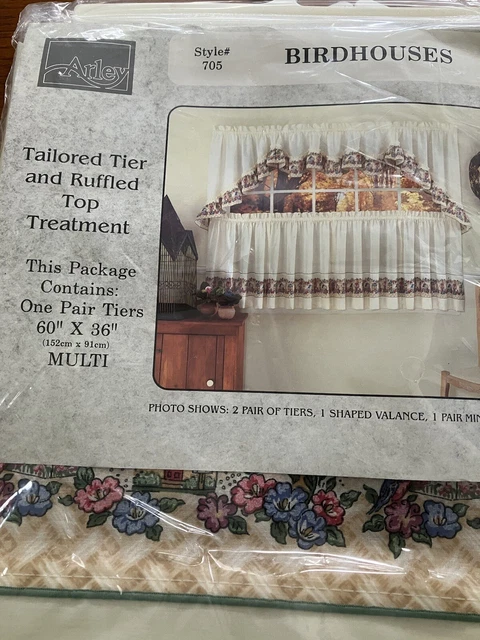 Pair of 60”x36” Birdhouse Designed Tier Curtains