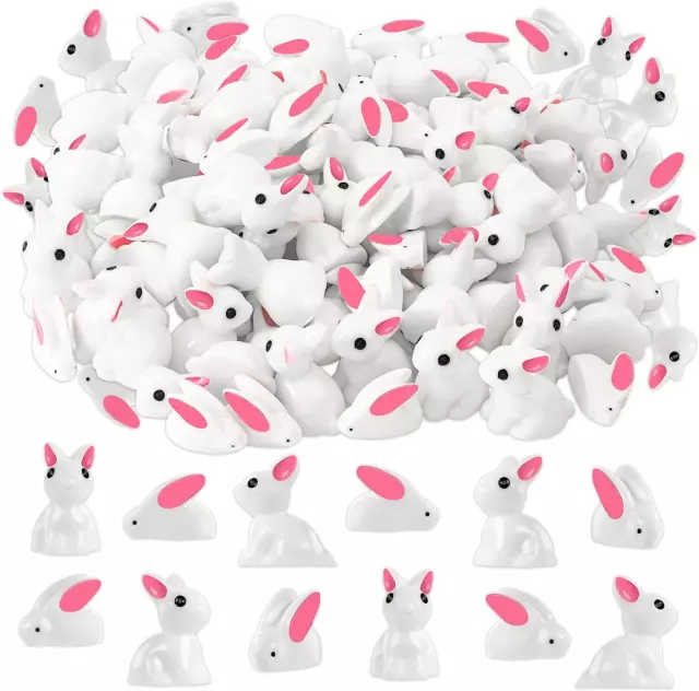 FFNIU Miniature Rabbit Figurines, 100Pcs Mini Resin Bunny Animals Toy, Miniature