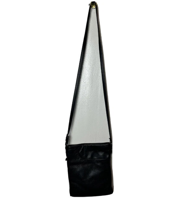 Margot Black Genuine Leather Crossbody Adjustable Strap Shoulder Bag Purse
