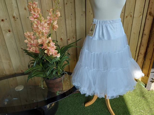 L Xl Xxl 14 16 18 Bnwt Hell Bunny Petticoat Long White 26" Rockabilly Bridal 50S
