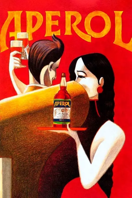 Poster Manifesto Locandina Pubblicitaria Stampa Vintage Aperitivo Aperol  Drink