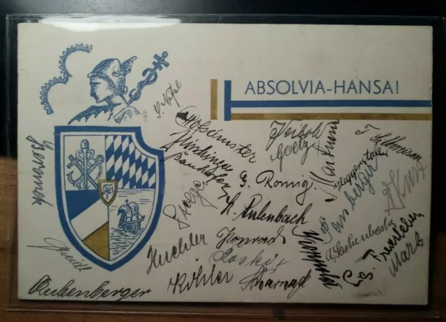 Absolvia Hansa München - 1929 - Wappen / Karte - Studentika