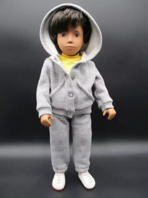 Vintage Sasha Morgenthaler BRUNETTE GREGOR BOY Doll in Gray Sweatsuit Track Suit