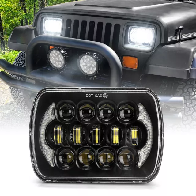 7X6' Halo LED Headlamp with Turn Signal Light Replaces for Jeep Wrangler Yj  Xj 5X7 Inch Square LED Headlight - China 5X7 LED Headlight, 7X6' LED  Headlight