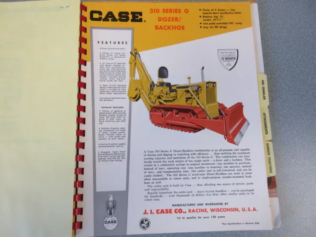 Case 310G Crawler Dozer Backhoe Sales Sheet from Dealer Catalog 2 Page