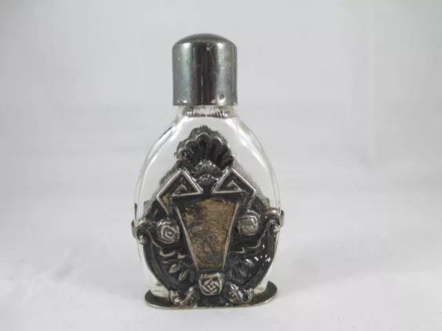 WONDERFUL GENUINE ART DECO EUROPEAN SILVER AND GLASS SCENT BOTTLE c1930's