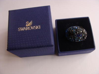 Swarovski Bague Dome Swarovski Authentique Cristaux Plaqué Rhodium 