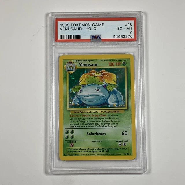 Venusaur Holo 15/102 PSA 6 EX-MINT: 1999 WOTC Pokemon Game Unlimited Base Set