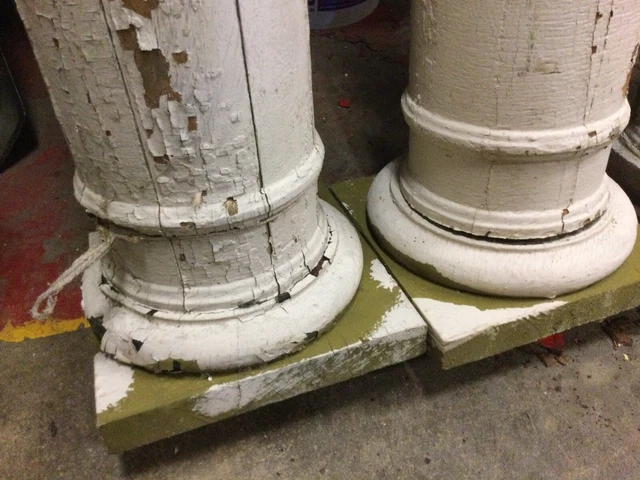 Two Round  Wood Porch Columns 94 1/2” Long 8” To 9 1/2” Diameter S/west Minn. 2