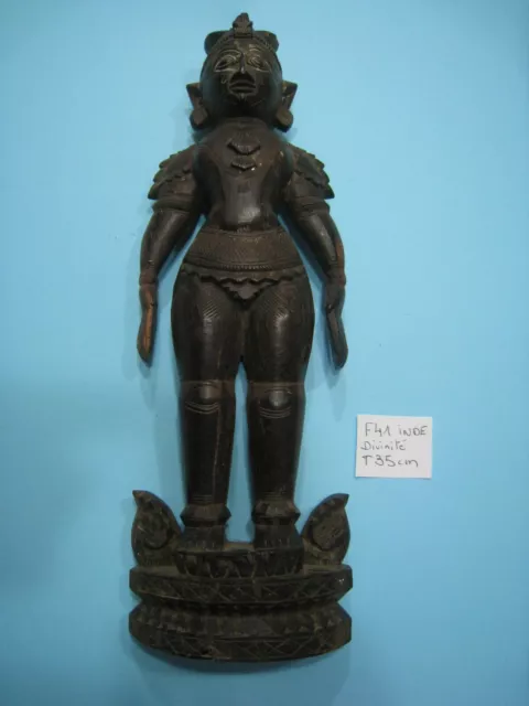 statue ethnique ANCIENNE "Divinité" en bois origine INDE Taille 35cm_N°F41