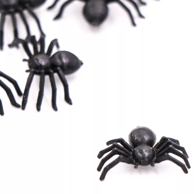 50x Black Plastic Fake Spider Toys Halloween Funny Joke Prank Realistic Prop.YB 3