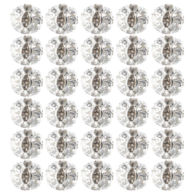 30 stücke Kugelförmige Perlen mit Löchern Halskette DIY Perlen Strass Inline