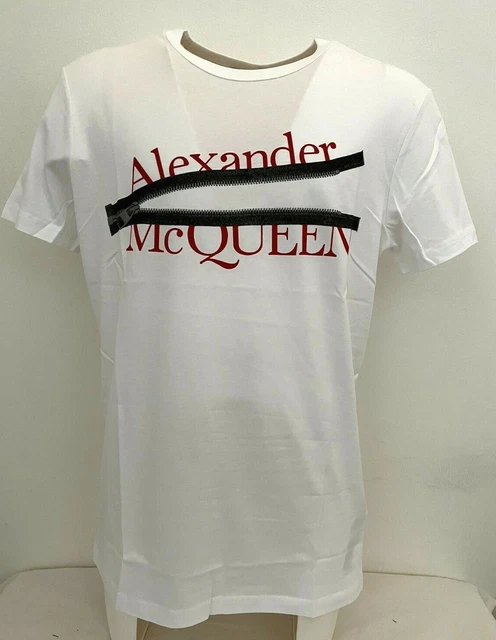 T-Shirt Uomo Alexander Mcqueen Logo Zip White Listino € 173