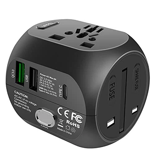 Milool Adaptateur Prise de Voyage Universel avec QC3.0 Charge Rapide 2 Ports ...