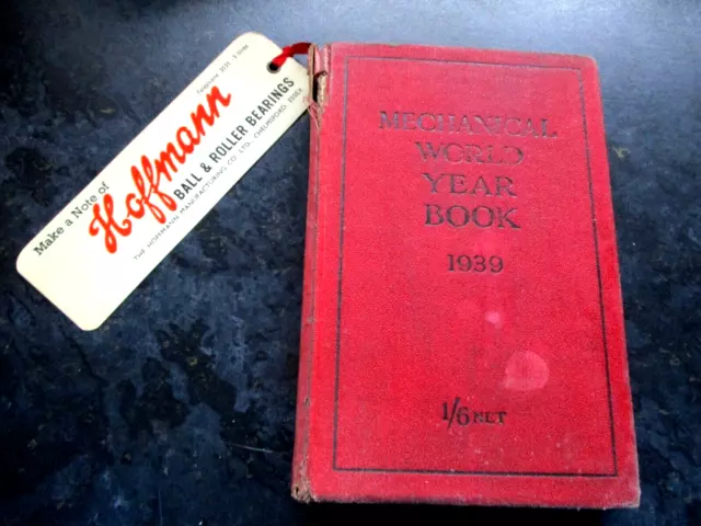 1939 Mechanical World Year Book with leaflet & bookmark - old adverts      P