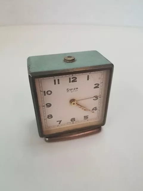 Swiza Mignon Alarm Clock Swiss Made Vintage Brass