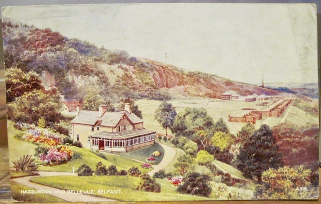 Irish Art Postcard HAZELWOOD AND BELLEVUE BELFAST Northern Ireland E.W. Trick