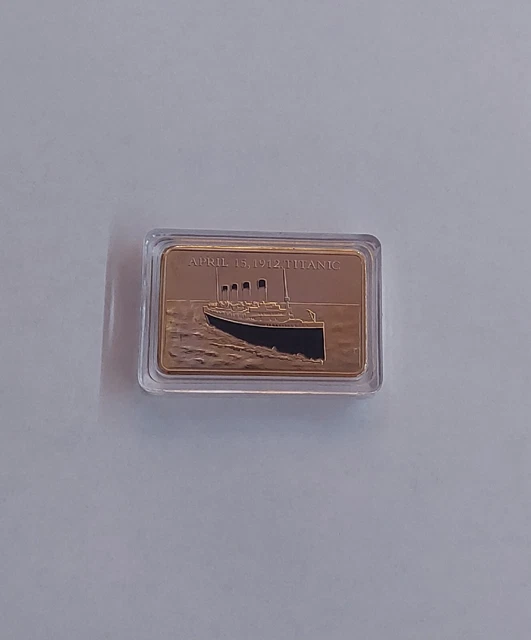 1 Ounce 100 MILLLS 24K GOLD TITANIC MEMORIAL COLLECTORS BULLION BAR .999 FINE!!!