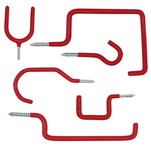 Storage Hooks Screw in Large Shed Garage Ceiling Red Hanging Bike Hose Ladder