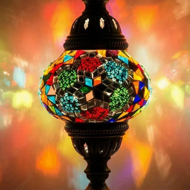 Lampada a mosaico in stile marocchino turco Tavolo da comodino Tiffany Lampada 3