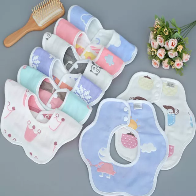 Baby Bibs 360 Degree Rotation Gauze Muslin Bandana Cloth Soft Newborn Baby N-wf