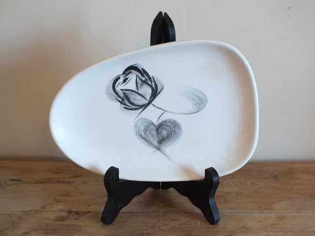 + Ravier vintage forme libre Niderviller modèle rose noire +