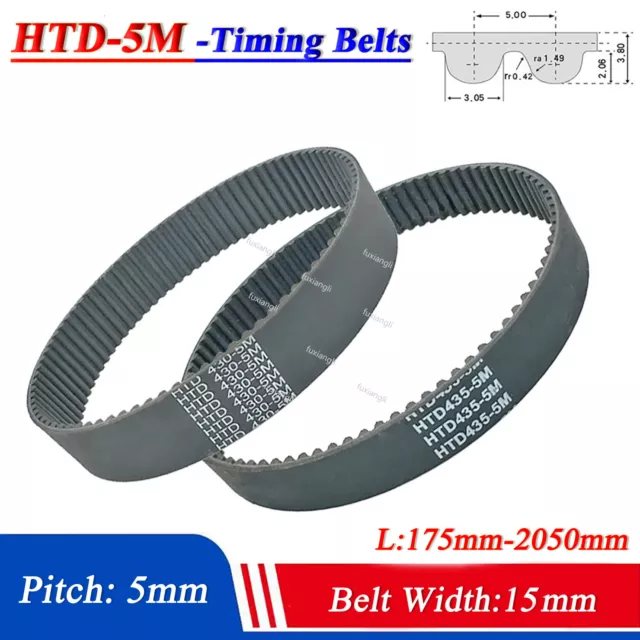 HTD-5M Timing Pulley Belts Pitch 5mm Close Loop CNC Synchronous Belt Width 15mm