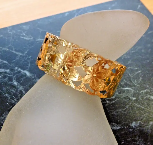 Bracelet Italien en OR Jaune 18 Carats k 750 Jonc Manchette Diamanté pour  Femme