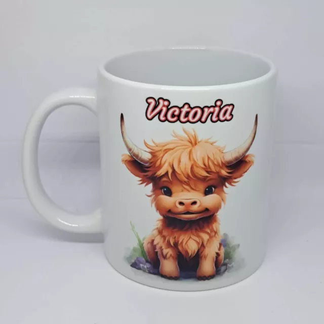 Personalised Baby Highland cow Coffee Mug Birthday present Christmas Gift Exmas