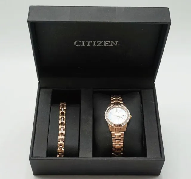 Citizen Silhouette Women's Eco-Drive Watch Set Diamond Accent Bracelet