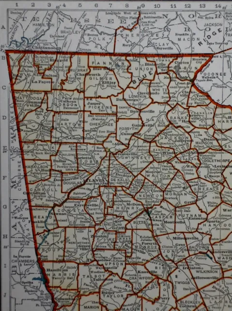 L@@K! Vintage 1941 World War II Atlas Colored Maps of Georgia GA  & Idaho ID OLD 3