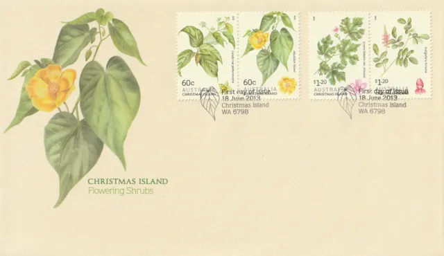 Flowering Shrubs - 2013 First Day Cover (FDC) Christmas Island
