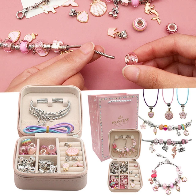 Girls Bracelet Making Kit DIY Beads Jewellery Charms Pendant Set Craft Kids Gift