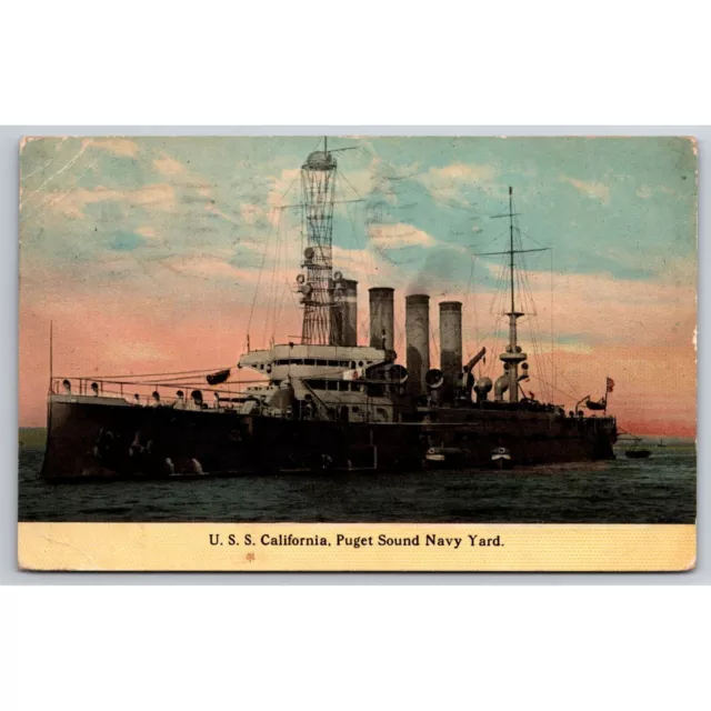 Postcard Vintage USS California Puget Sound Navy Yard Battleship 0549
