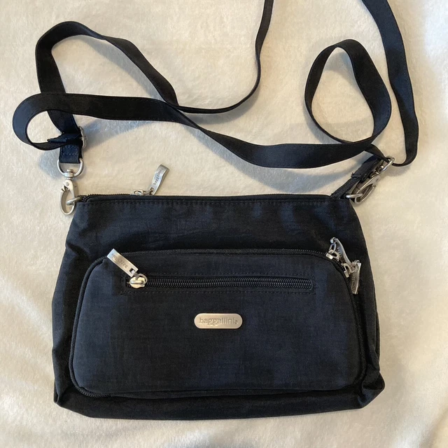 Baggallini Black Travel Organizer Crossbody Purse Small Excellent Condition EUC