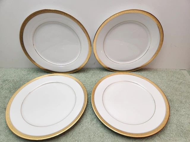Platos de cena Noritake 4276 firma de oro, conjunto de 4 NUEVOS
