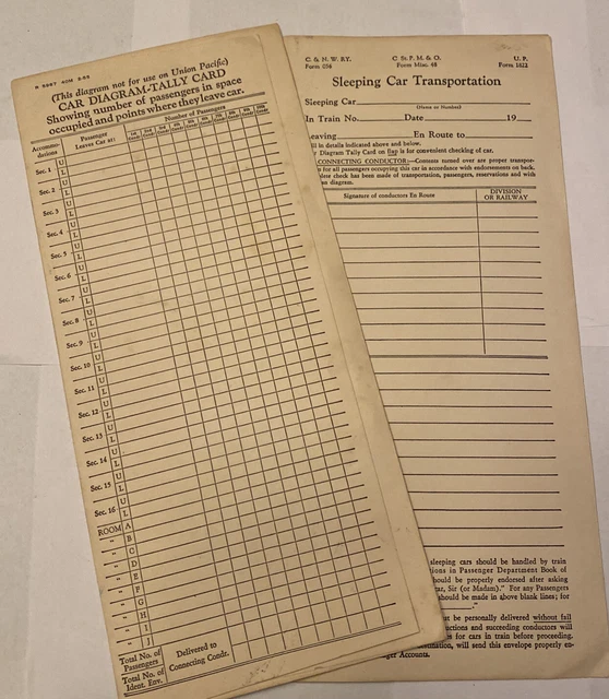 2 Railroad Record Book, Vintage Train Conductor Ephemera  (Antique) Unused