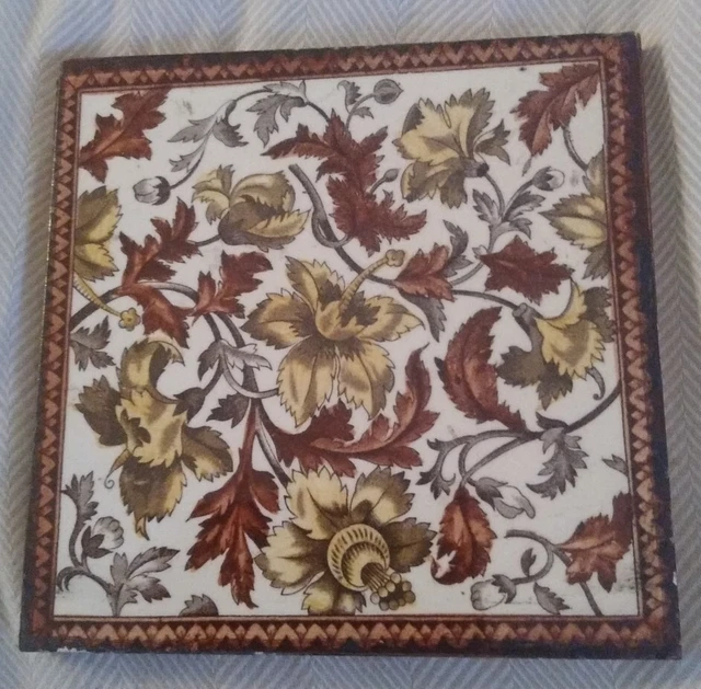Antique Victorian Transfer Print Floral Tile Reg No Circa 1890's